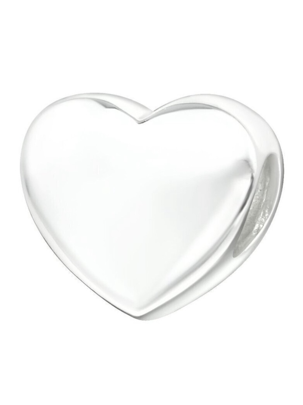 Sterling Silver Heart Charm Bead - Classic Love Symbol